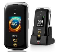 VOCA Big Button Flip Phone for Elderly | Dual Screen | Unlocked 4G LTE | Loud Volume | SOS Button | Hearing Aid Compatibility | Charging Dock | Predictive Text | V543 (Black)