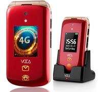 VOCA V543 4G Big Button Flip Mobile Phone for Elderly (Red), Loud Volume, Charging Dock, Easy to Use, Basic Elderly Phone, Senior friendly, SOS Button, FM Radio, Camera, Talking Key, Picture Contact