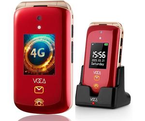 VOCA V543 4G Big Button Flip Mobile Phone for Elderly (Red), Loud Volume, Charging Dock, Easy to Use, Basic Elderly Phone, Senior friendly, SOS Button, FM Radio, Camera, Talking Key, Picture Contact