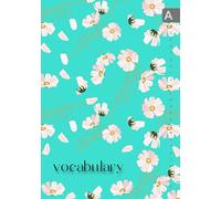 Vocabulary: A5 Notebook 3 Columns Medium | A-Z Alphabetical Sections | Spring Gentle Flower Design Turquoise