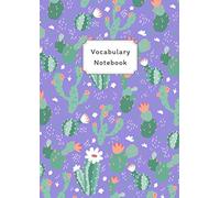 Vocabulary Notebook: A4 Notebook 3 Columns Large with A-Z Alphabetical Tabs Printed | Cute Cactus Field Design Blue-Violet