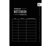Vocabulary Notebook Alphabetical: A5 Medium Notebook 3 Columns with A-Z Tabs Printed | Smart Design Black