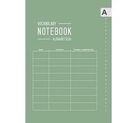 Vocabulary Notebook Alphabetical: A5 Medium Notebook 3 Columns with A-Z Tabs Printed | Smart Design Dusty Green