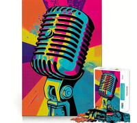 Vocal Virtuosity Pop Mic 1000 Piece Jigsaws for Adults Brain Recall Game Tight Interlock No Gaps Calming Mental Break Activity (38x52cm)