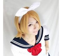 Vocaloid Kagamine Rin Wigs Golden Short Curly Synthetic Hair Heat Resistance Costume Wigs Only Only Wig