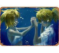 Vocaloid, Underwater, Rin Kagamine, Len Kagamine Anime Poster Home Wall Art Decoration Retro Metal Tin Sign 8x12 inch
