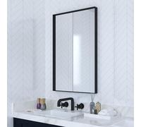 VocalStar Black Metal Framed Bathroom Mirror for Wall, 24 x 36 Inch Square Corner Rectangle Black Bathroom Vanity Mirror Modern Farmhouse, 1/4-inch Shatterproof Glass | Ultra-Flush Hanging