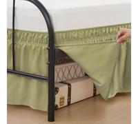 Vocander Dust Green Split Corner Bed Skirt for King Beds 15 Inch Drop, Adjustable Elastic Dust Ruffles for Metal Frame, Adjustable Tailored Bedskirts Fade & Wrinkle Resistant