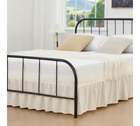 Vocander Full Bed Skirt 18 inch Drop, Elastic Wrap Split Corner, Ivory