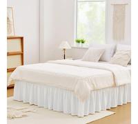 Vocander White Full Size Bed Skirt 18 Inch Drop Easy to Put On,Elastic Wrap Around Dust Ruffle for Bed Frame & Mattress,Luxury Bedskirt for Adjustable Bed Microfiber Fabric