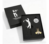 Vocaris Father’s Day Golf Gifts Set - Golf Repair Divot Tool with Golfer Silhouette, Par-fect Dad Golf Ball Marker, Gold Magnetic Club-style Hat Clip, Unique Golf Gift for Dad from Daughter/Son/Kids