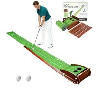 Vocaris Golf Putting Mat Auto Ball Return Wood Base Velvet Golf Green | Dual-hole precision design with clear distance guides boosts putting accuracy, eliminates bending, and improves efficiency