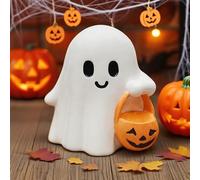 Vocaris Halloween Ghost Decor, Funny Ghost Figurine Decor Holding Pumpkin Basket, Cute Ghost Statue Halloween Ghost Decoration, Indoor Halloween Decor for Props Tabletop