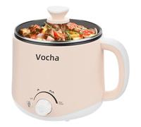 Vocha Electric Hot Pot 1.6L Portable Non-Stick Mini Cooker with Dual Power | Multi Electric Cooking Pot Frying Pan for Noodles, Soup, Pasta, Eggs, Steak, Hot Pot, Kitchen, Dorm Room and Travel