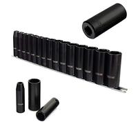 Voche® 15 Piece 1/2" Drive Deep Impact Socket Set with Metal Storage Rail