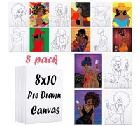 VOCHIC 8 Pack Canvas Painting Kits for Adults - 8x10 Pre-Drawn Stretched Canvases - Sip and Paint Party Supplies - No Prior Experience Needed