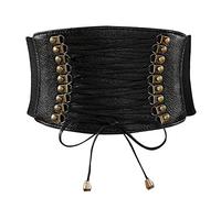 VOCHIC Womens PU Leather Belt High Waist Cincher Belt Corsets for Waist Training Wide Belt, Black, S(24"-27")