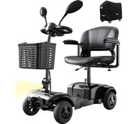 VOCIC 4 Wheels Folding Mobility Scooter for Adults, 20KM Range, Foldable Scooter with Puncture-Proof Tyres, 250W Mobility Scooters with Protective Cover, Up to 136KG, 5 Year Support(Black)