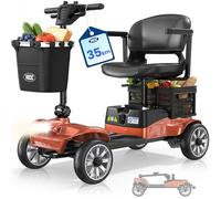 VOCIC D35 Foldable Mobility Scooter for Seniors, 21.7 Miles Range, 150kg Capacity, Foldable Senior Scooter with 20CM Wheels, 40L Dual Basket, Ergonomic Adjustable Seat, and Removable Battery(Orange)