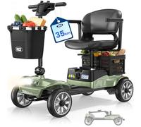 VOCIC D35 Foldable Mobility Scooter for Seniors, 21.7 Miles Range, 150kg Capacity, Foldable Senior Scooter with 20CM Wheels, 40L Dual Basket, Ergonomic Adjustable Seat, and Removable Battery(Green)