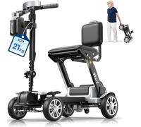 VOCIC D71 Ultralight Carbon Fibre Mobility Scooters for Seniors 21KG, 12.5 Miles, 4 Wheel Foldable Mobility Scootes for Travel with Length-Adjustable Frame, Airline Approved, 5 Year Support(Sliver)