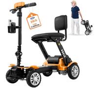 VOCIC D71 Ultralight Carbon Fibre Mobility Scooters for Seniors 21KG,12.5 Miles, 4 Wheel Foldable Mobility Scootes for Travel with Length-Adjustable Frame, Airline Approved, 5 Year Support(Orange)