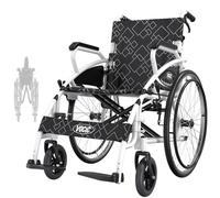 VOCIC Foldable Self propelled Wheelchair, Double Brakes, Stability Carbon Steel Max 150KG, Folding Transport Wheelchair for Seniors,60cm Puncture-Proof Rear Tire for All Terrains, 5 Year Support
