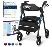 VOCIC Rollator Walker with Seat, Brakes, Bag, Foldable Rollator Walking Aid, Adjustable Height, Lightweight Rollator for Seniors, 20cm/8'' Wheels for All Terrain, 5 Year Support,Green
