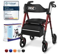 VOCIC Rollator Walker with Seat, Brakes, Bag, Foldable Walking Aid, Adjustable Height, Lightweight Rollator Walker for Disabled, 20cm/8''