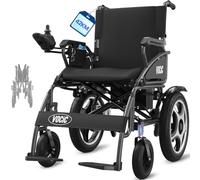 VOCIC V58 Foldable Electric Wheelchair, 26 Miles Range, Max 150KG, Outdoor Power Wheelchair with 40CM Pneumatic Tyres for All Terrains, Powerful 500W Motor, 45cm Soft Seat, 5 Year Support(Black)