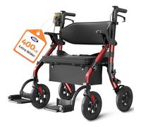 VOCIC Walkers for Seniors, Bariatric Rollator Walker with Seat & Brakes 400LBS, Rolling Walker Foldable, Transport Chair, Folding Adult Walker, 4 Wheel Walker, Walker Wheelchair Combo Z59