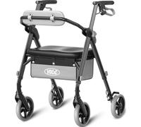 VOCIC Walkers for Seniors, Rollator Walker with Seat, Max 172kg, Avant Walkers with Ergo Seat & Backrest, Foldable Rollator Adjustable Height, All Terrain Walker, Lightweight (Black)