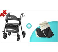 VOCIC Z21 Rollator Walker with Seat, Foldable Walking Aid, OT01 Rollator Gloves, 360° Wind Protection, Double Heat with Fleece