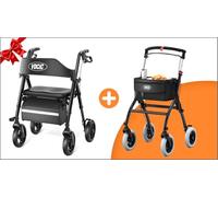 VOCIC Z21 Rollator Walker with Seat, Foldable Walking Aid, Z32 Lightweight Indoor Rollator for Home, Without Seat