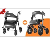 VOCIC Z21 Rollator Walker with Seat, Foldable Walking Aid, Z52 All Terrain Rollator Walker, Foldable Outdoor Rollator with Seat Mobility Walker for Senior