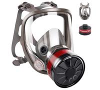 VOCITXI Full Face Respirator Mask: Reusable Full Face Gas Cover Survival Nuclear and Chemical Gas Mask with 40mm Activated Carbon Filter Dust Mask Anti Fog Against Gases Organic for Chemicals, Metals
