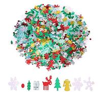 Vocoliday 100g/4800Pcs Christmas Confetti Mix - Foil Snowflake, Angel, Gift Box, Holly Sequin, Red Dot, Elk, Christmas Tree Confetti Bright for Party Decoration Set (Style 2)