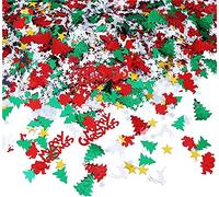 Vocoliday 100g/4800Pcs Christmas Confetti Mix Foil Snowflake,Pentagram,Santa Claus,Pine, Merry Christmas Alphabet,Elk,Christmas Tree Confetti Bright for Christmas Party Decoration Set (Style 1)