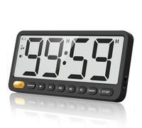 VOCOO Large Digital Kitchen Timer: Black, Extra Big 7.6 inch LCD Display, Magnetic, 4 Volume, Visual Light Alert, 99H Countdown Count Up Stopwatch for Cooking, Classroom, Home Gym (Battery Included)