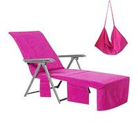 VOCOOL Sun Beach Chair Cover Towel Pool Chair Cover with Side Pockets Chaise Lounge Cover Lounger Mate for Sunbathing Lounger Hotel Garden Holiday Garden Pool, Pink