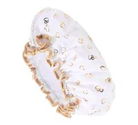 VOCOSTE 1 Pc Women Double Layer Heart-shaped Shower Cap for Bathroom Vacation White