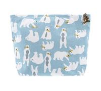 VOCOSTE 1 Pc Women Polar Bears Small Cosmetic Bag for Vacation Outdoor Activities Blue