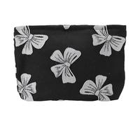 VOCOSTE 1 Pc Women Portable Large Jacquard Bow Makeup Bag for Travel Vacation Black
