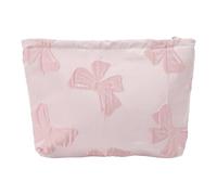 VOCOSTE 1 Pc Women Portable Large Jacquard Bow Makeup Bag for Travel Vacation Gym Pink