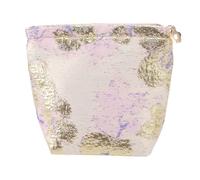 VOCOSTE 1 Pc Women Small Retro Jacquard Makeup Bag for Travel Vacation Gold Tone Purple