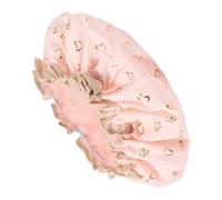 VOCOSTE 1pc Women Double Layer Heart-shaped Shower Cap for Bathroom Vacation Travel Pink