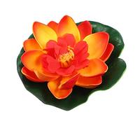VOCOSTE 1pcs Artificial Floating Lotus Flower, Artificial Lotus Flower for Garden Ponds Pool Decoration, Orange, 3.9"