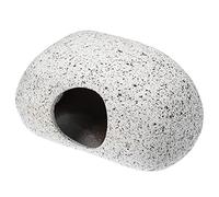 VOCOSTE 3.66x2.60x2.05 Inches Aquarium Hideaway Rock Cave, Ceramic Fish Tank Decoration Stone for Aquatic Pets to Breed Play Rest, Gray