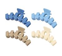 VOCOSTE 4 PCS Large Hair Claw Clips, Wave Hair Clips for Thick Hair 4.4 Inch Wave Clips Nonslip Matte Hair Clips for Women, Dark Blue, Light Blue, Beige, Brown