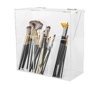 VOCOSTE Acrylic Makeup Brush Holder with Lid, 3-Slots for Bathroom, Clear